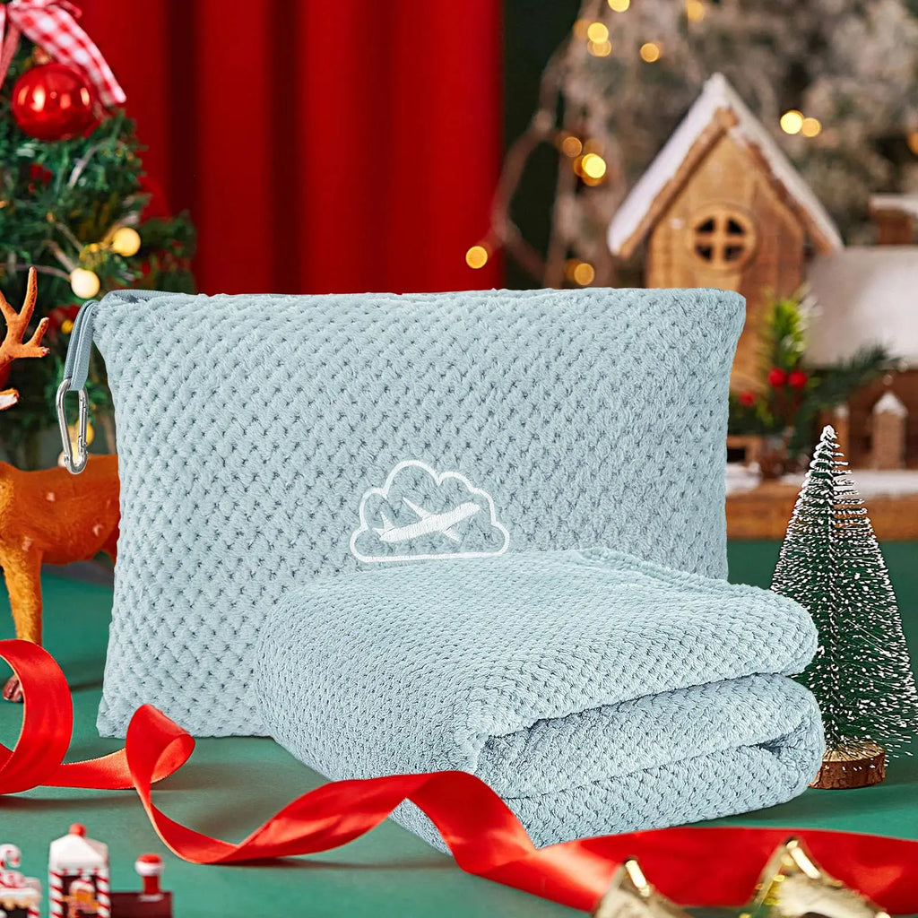 Blue Travel Blanket with Bag