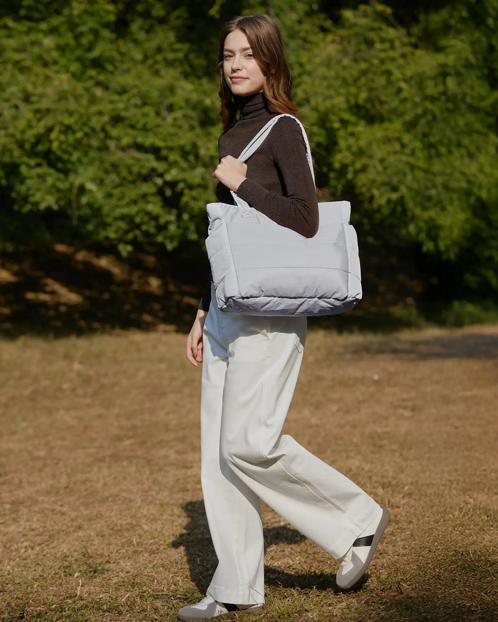 Light Gray Puffy Tote Bag