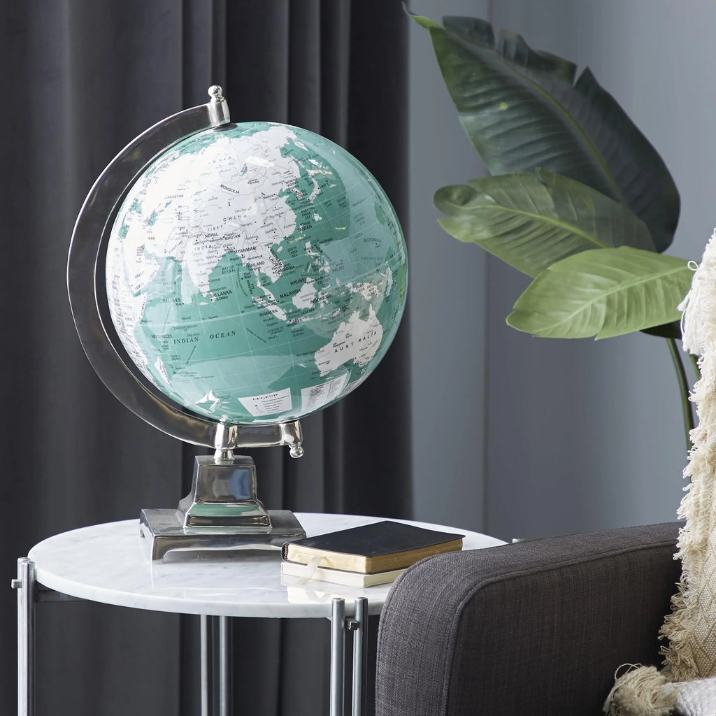 Teal Aluminum Globe, 12"