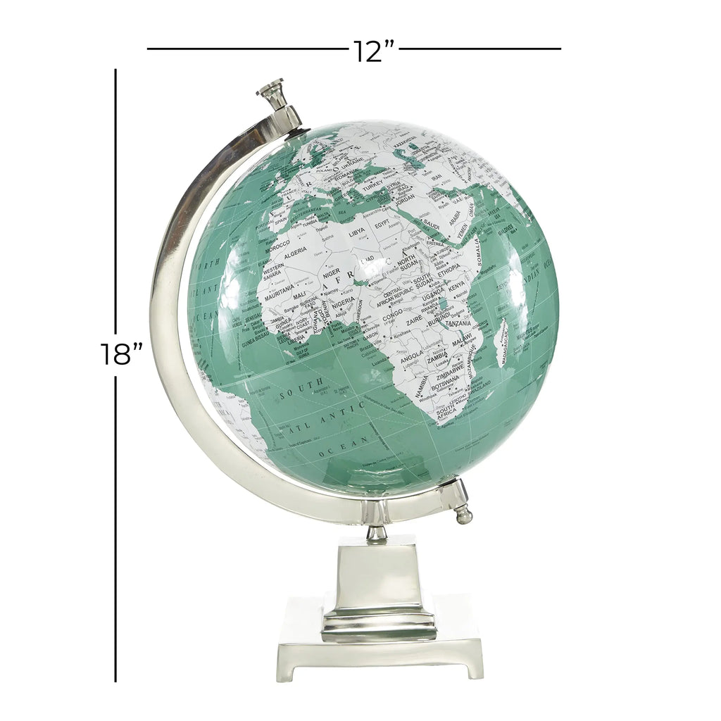 Teal Aluminum Globe, 12"