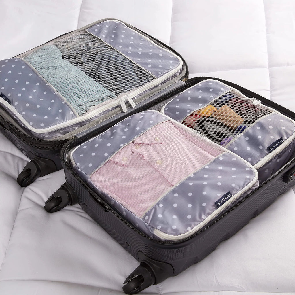 TravelWise Packing Cubes (White Dots)