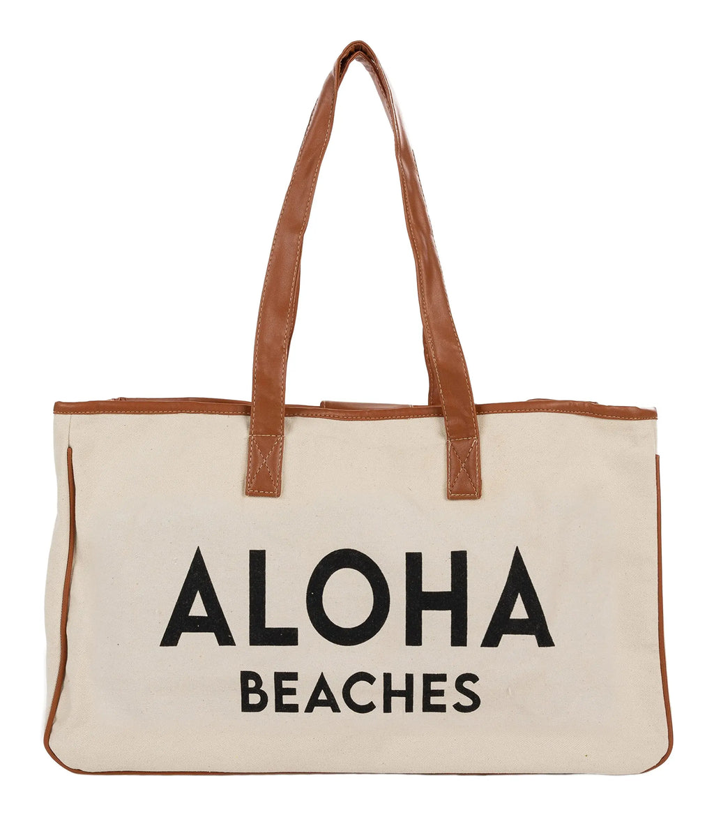 Aloha Beaches Large Canvas Tote Bag