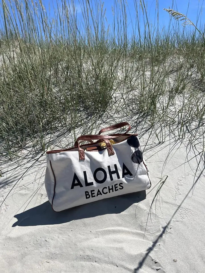 Aloha Beaches Large Canvas Tote Bag 2