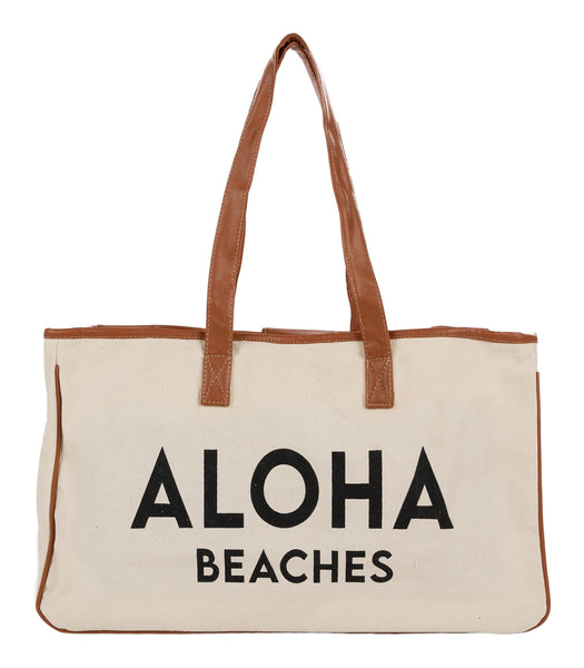 Aloha Beaches Large Canvas Tote Bag