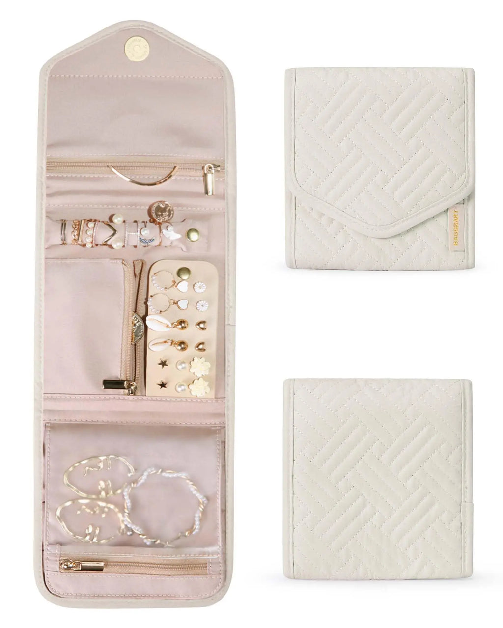 Beige Jewelry Travel Case