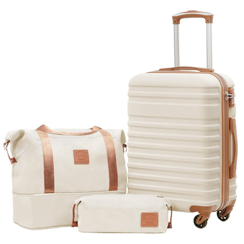 Coolife 3-Piece Hardside Luggage Set {White}