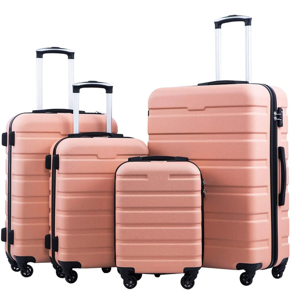 Coolife Hardshell 4-Piece Luggage Set (Sakura Pink)