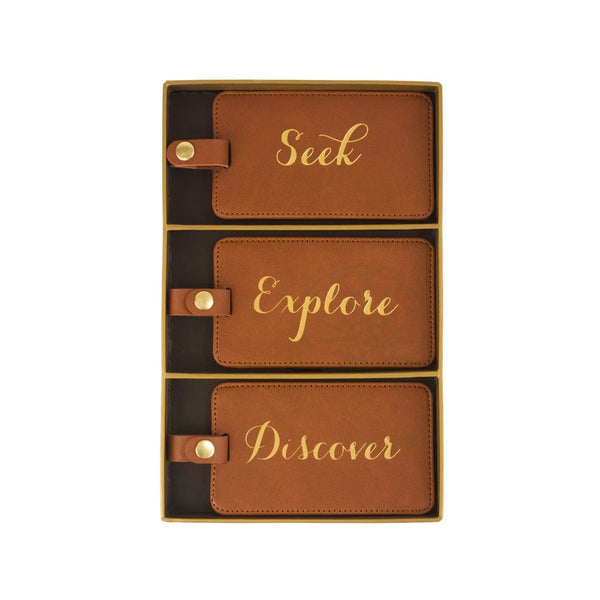 Eccolo Explore Luggage Tag Set (Brown) - Embark Travel Store
