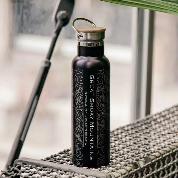 Great Smoky Mountains National Park Map Bottle (Matte Black) - Embark Travel Store