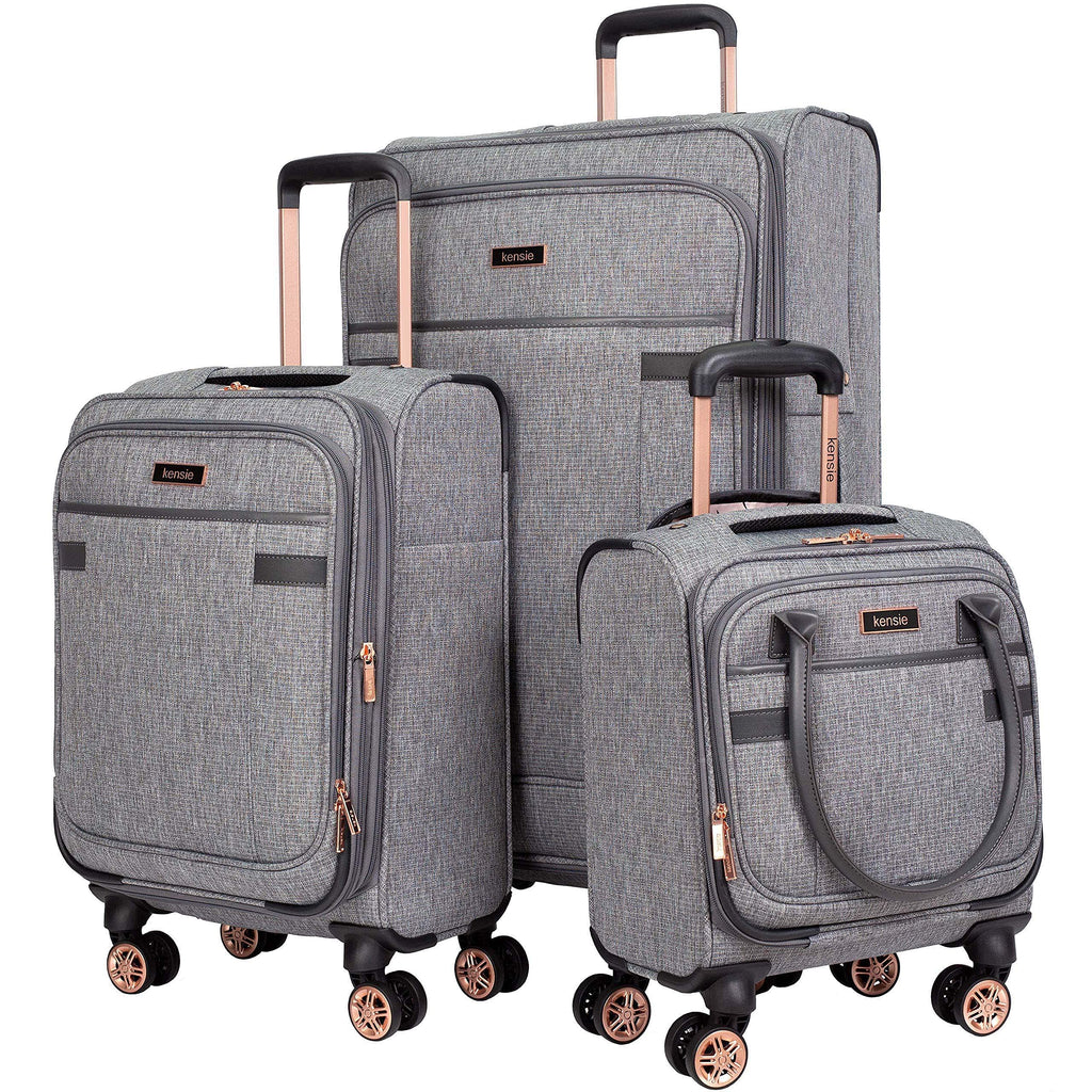 Kensie Hudson Luggage Set (Heather Gray) - Embark Travel Store