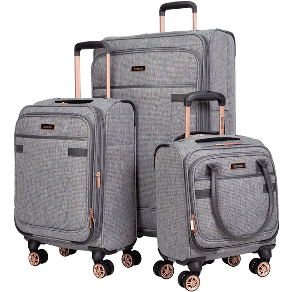 Kensie Hudson Luggage Set (Heather Gray) - Embark Travel Store