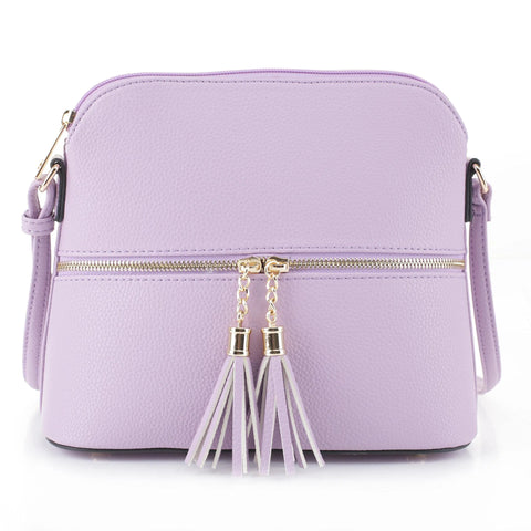 Lavender Crossbody Bag with Tassel