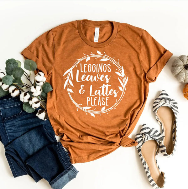 Leggings Leaves & Lattes Please T-Shirt - Embark Travel Store