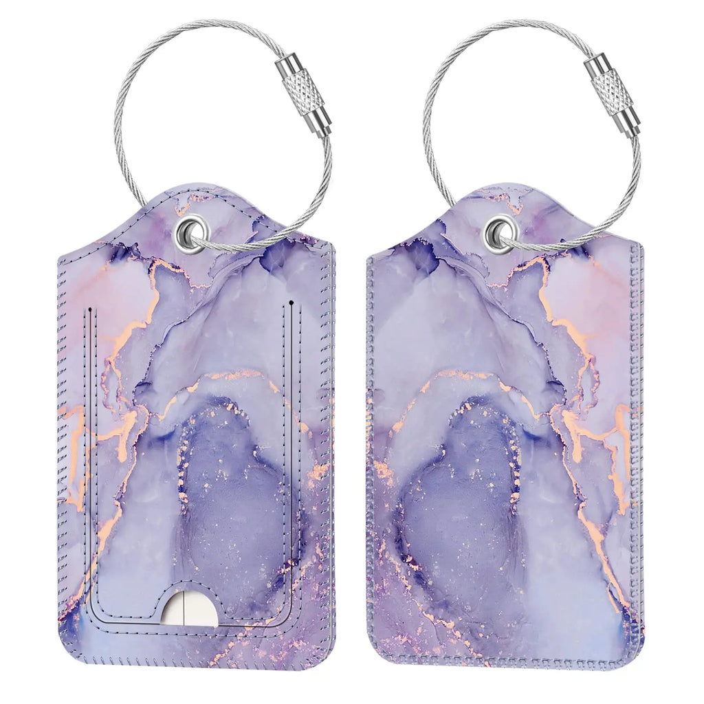 Lilac Marble Luggage Tags