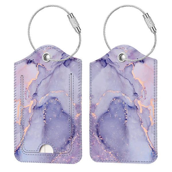 Lilac Marble Luggage Tags