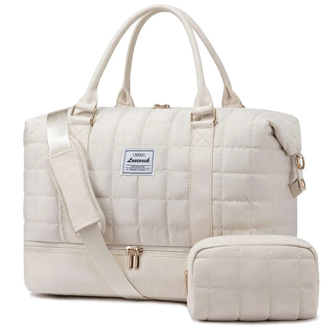 Lovevook Puffer Weekend Bag (Beige) - Embark Travel Store