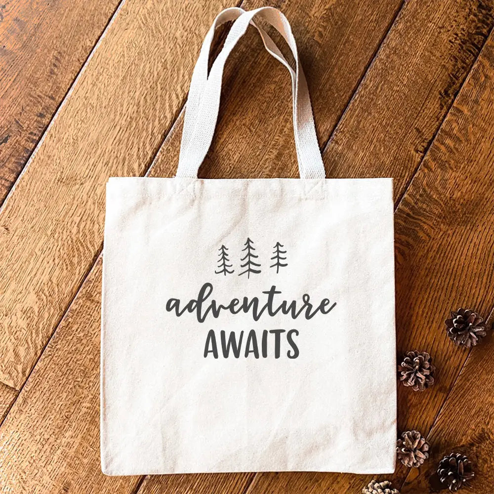 Adventure Awaits Canvas Tote Bag {Trees}