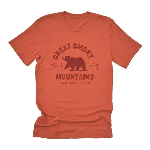 Smoky Mountains National Park Graphic Tee  Unisex - 2XL / Red Clay