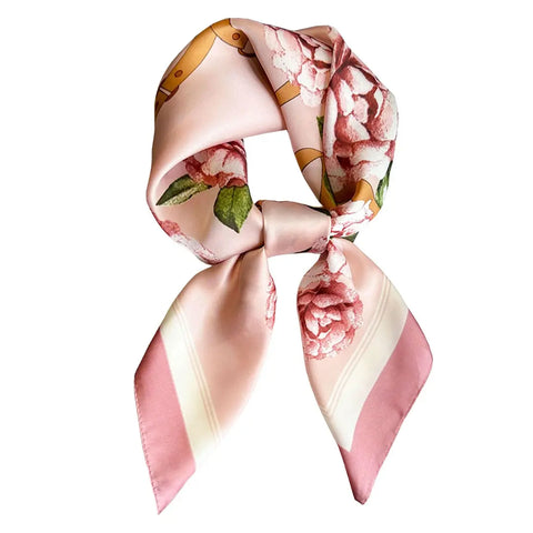 Pink Flowers Silk Scarf