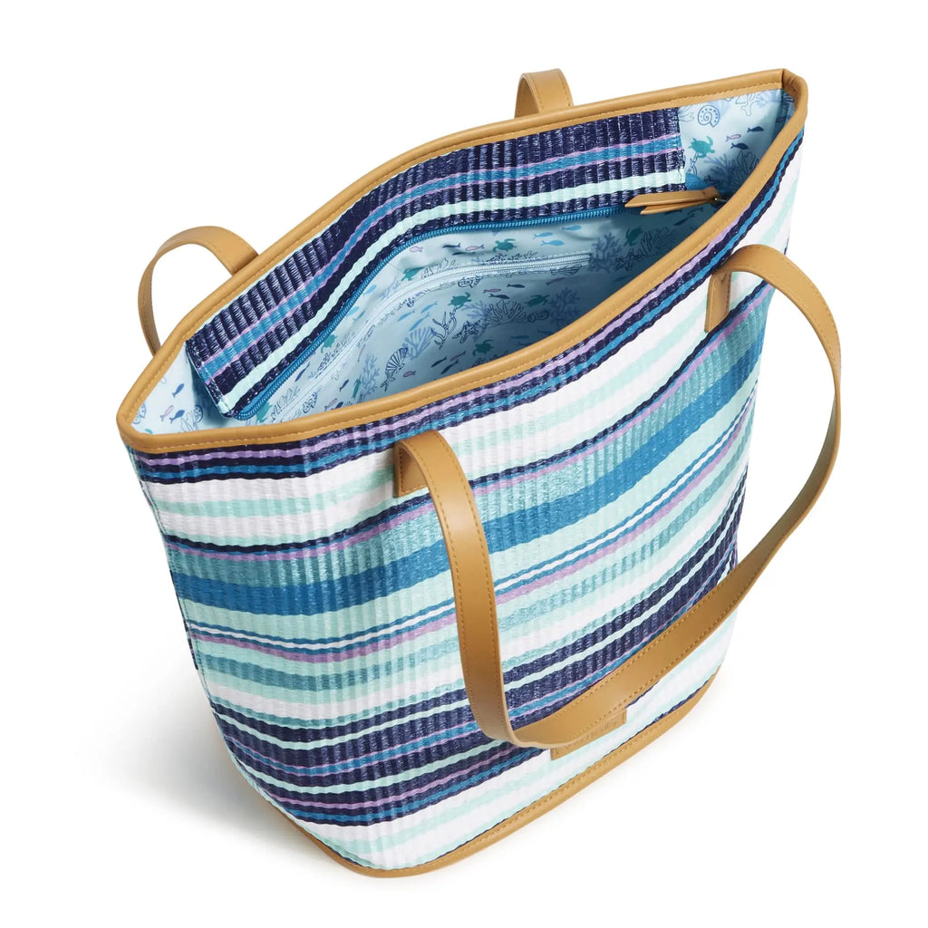 Vera Bradley Straw Bucket Tote Bag {Spring Mint Stripe} 2