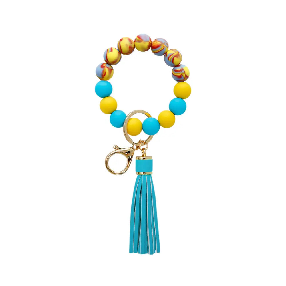 Beaded Tassel Wristlet Keychain Bracelet