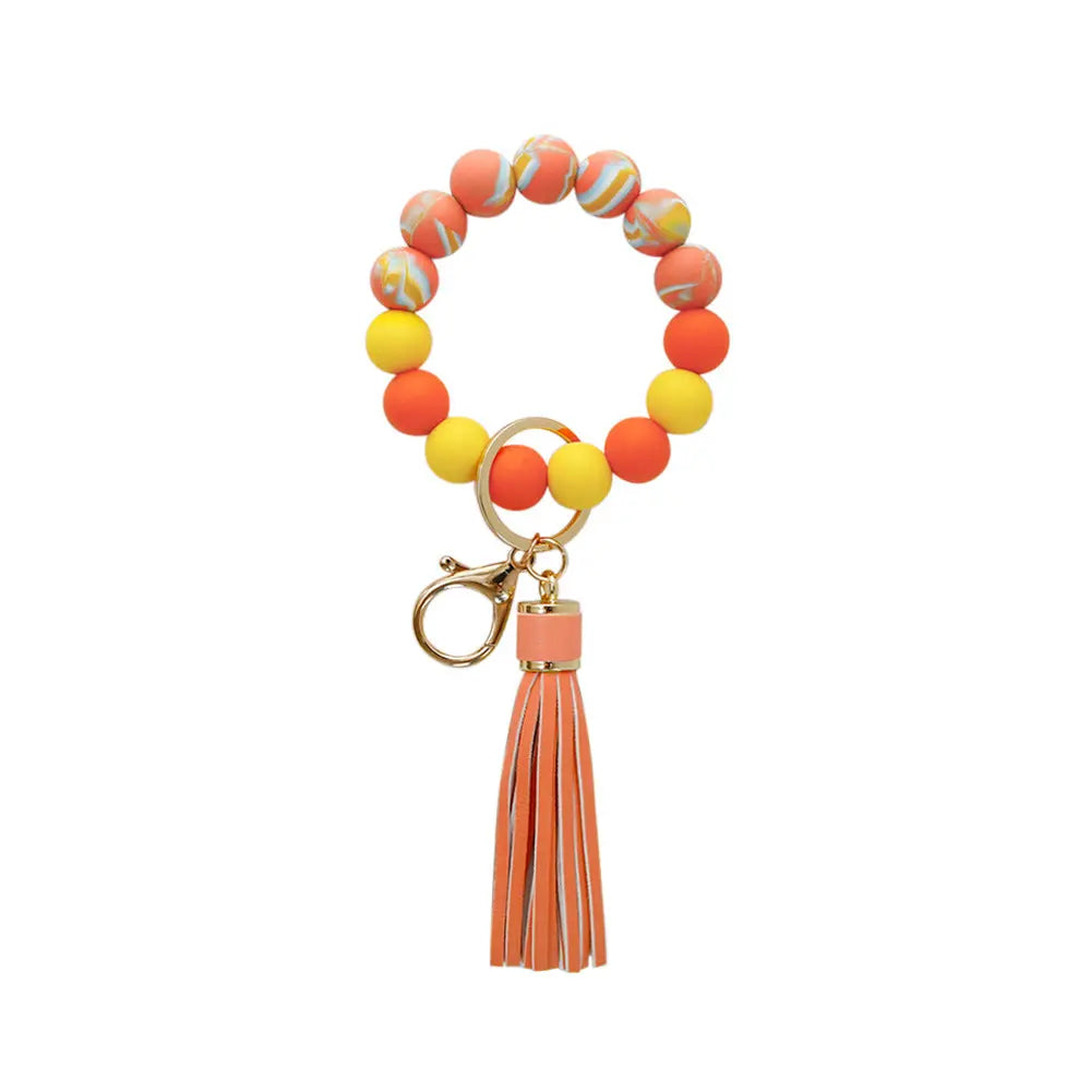 Beaded Tassel Wristlet Keychain Bracelet