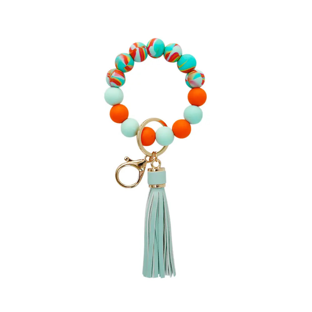 Beaded Tassel Wristlet Keychain Bracelet
