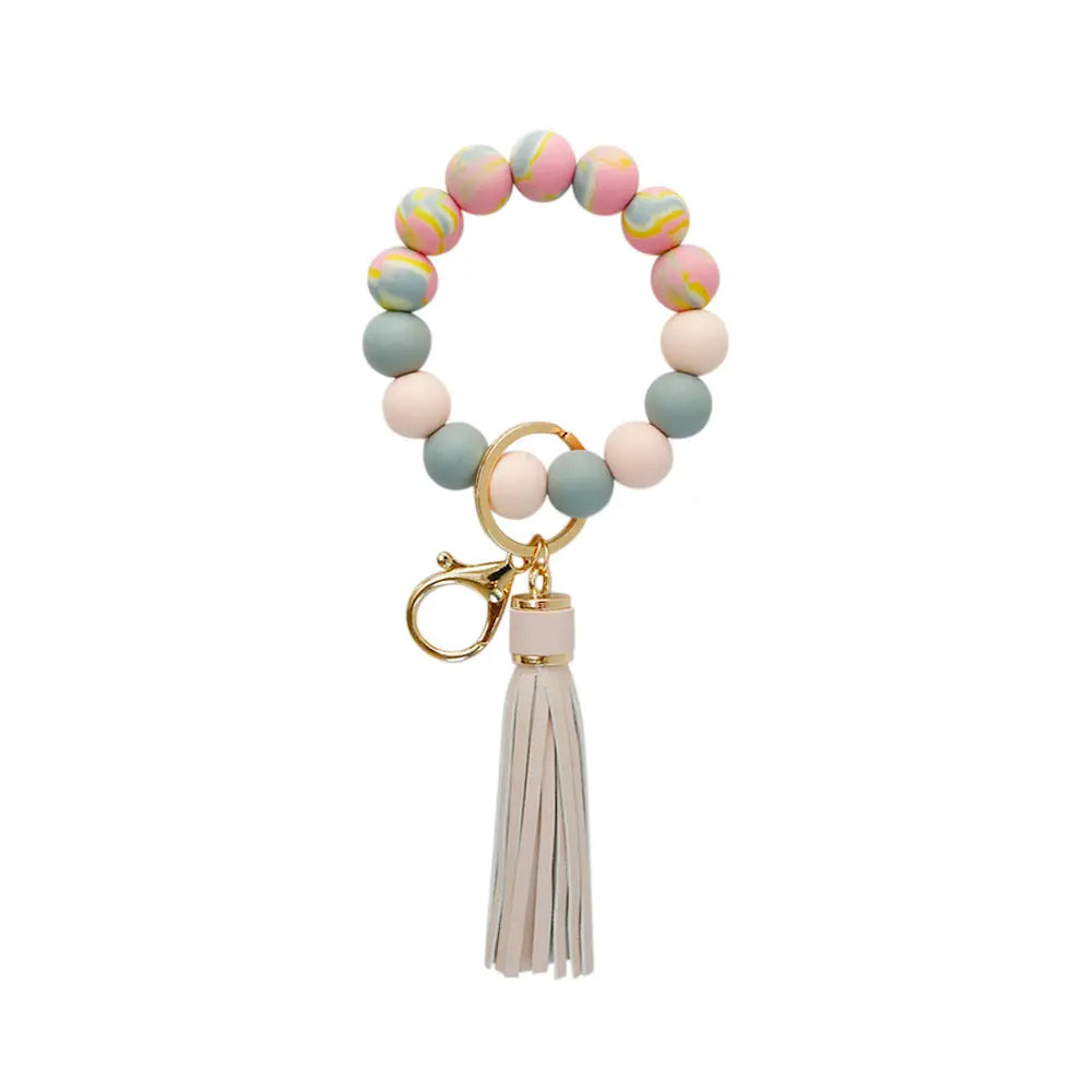 Beaded Tassel Wristlet Keychain Bracelet
