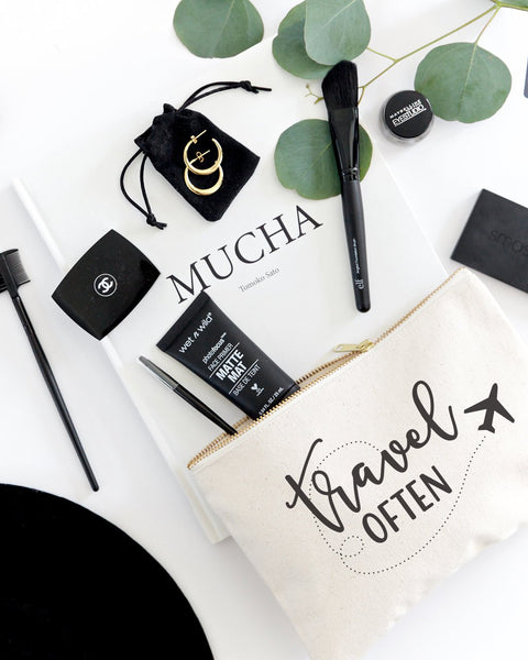 Travel Often Cotton Canvas Cosmetic Bag