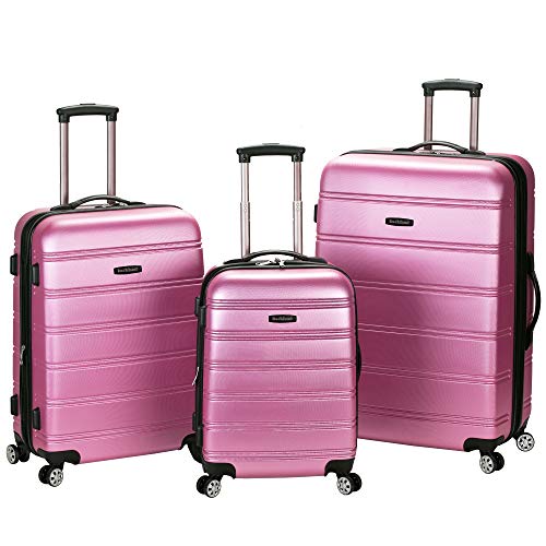 Rockland Melbourne Hardside 3-Piece Luggage Set (Pink)