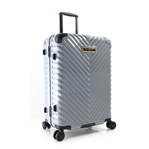Karl Lagerfeld Paris Georgette Chevron Luggage - Medium {Grey}