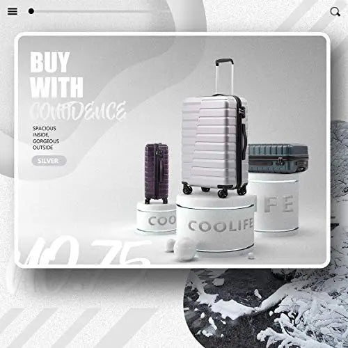 Coolife 3-Piece Luggage Set {Silver}