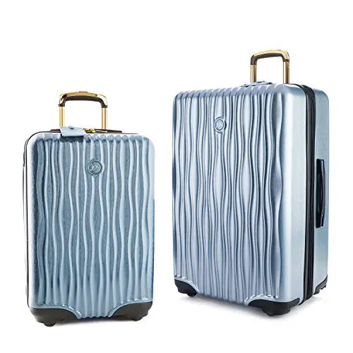 Joy Mangano Hardside Medium Luggage (Carry-on) and Xl Luggage Combo, Steel Blue