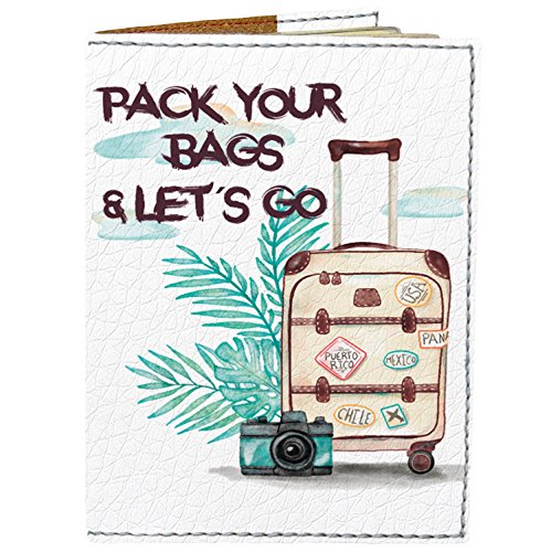 Vegan Leather Passport Wallet - Travel Time Theme