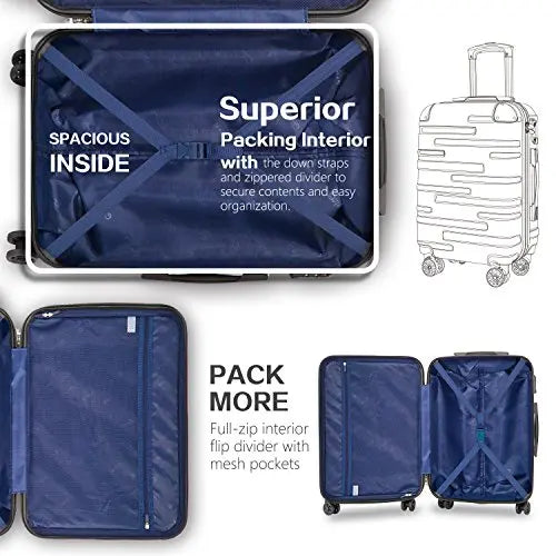 Coolife 3-Piece Luggage Set {Lake Blue}