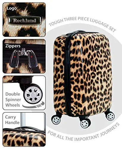 Rockland Safari Hardside Luggage 3-Piece Set - Leopard Print
