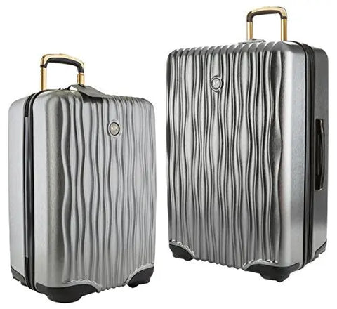 Joy Mangano Hardside Medium Luggage (Carry-on) and Xl Luggage Combo, Platinum
