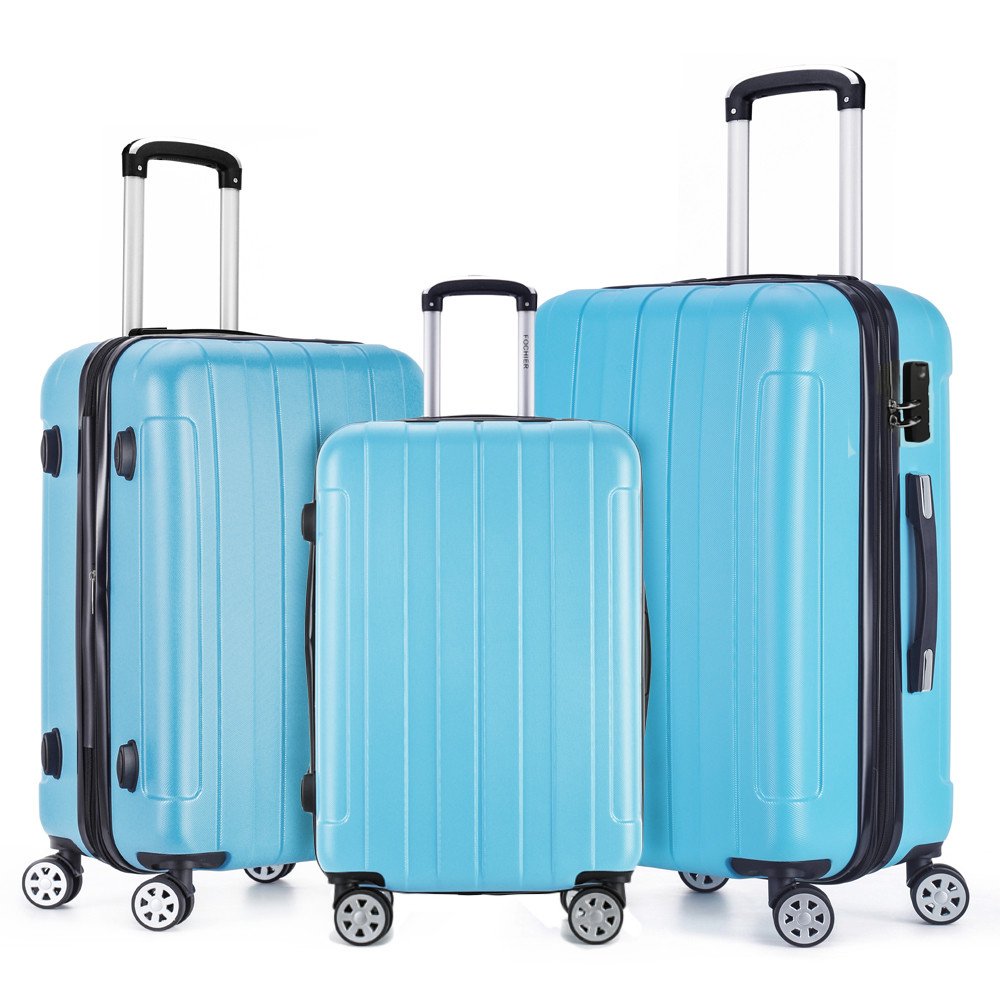 Suitcase Set of 3 Blue Map Paperboard - Wald Imports