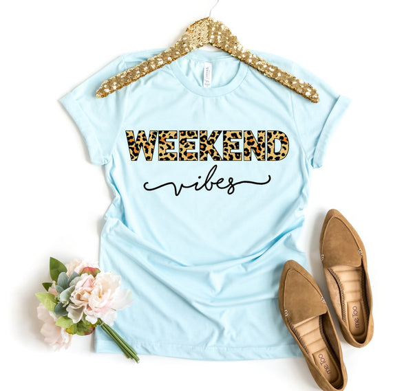 Weekend Vibes Ladies T-Shirt Leopard Print Edition