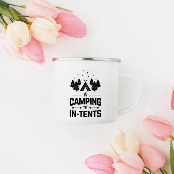 Camping Is In-Tents Enamel Coffee Mug
