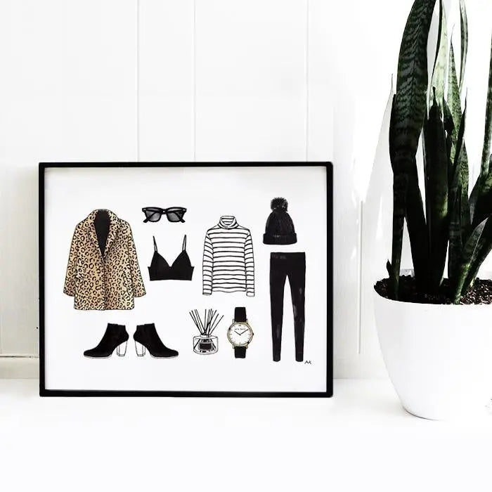 Leopard Jacket & Travel Outfit Art Print