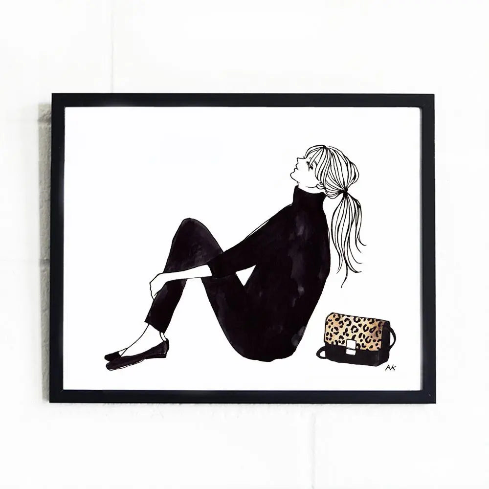 Travel Dreamer with Leopard Bag Art Print