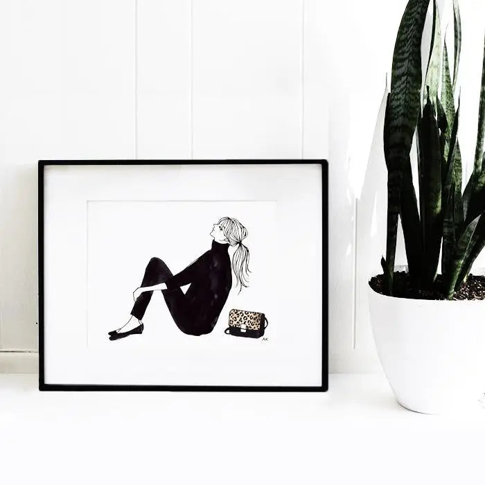 Travel Dreamer with Leopard Bag Art Print
