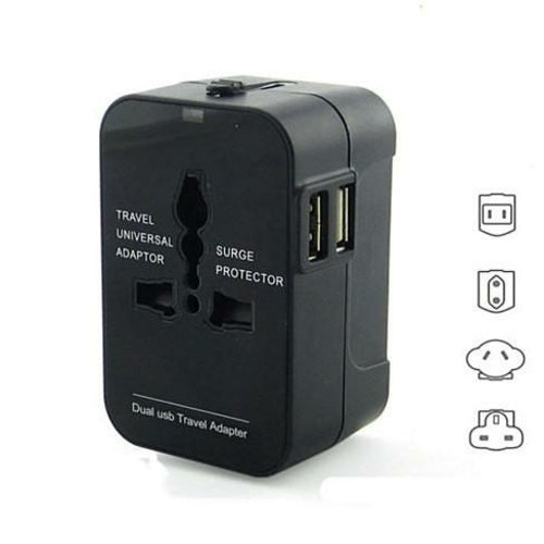 Worldwide Power Adapter and Travel Charger with Dual USB Ports